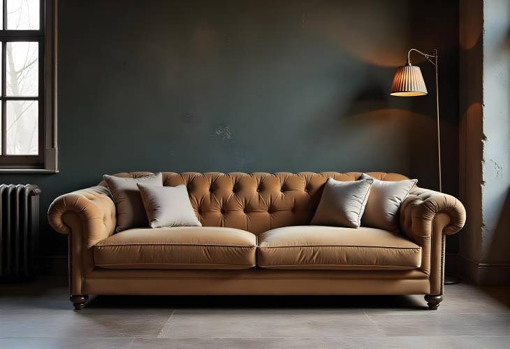 Grunge Inspired Interior with a Luxurious Sofa Centerpiece